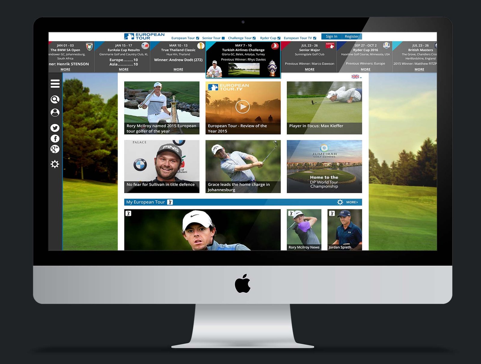 European Tour Website design (Concept)