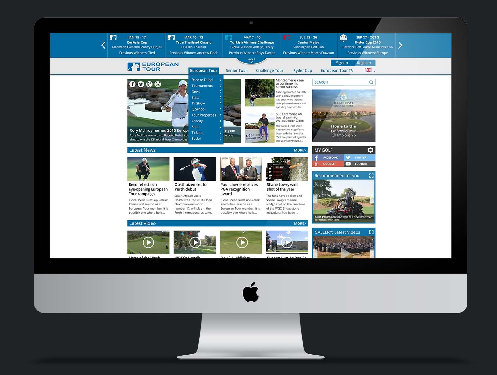 European Tour Website design (Concept)