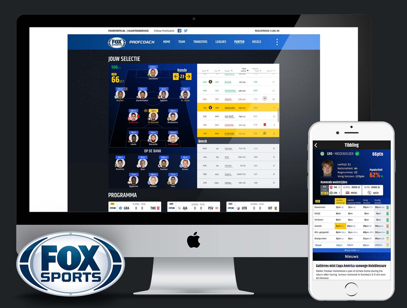Fox Sports: Profcoach, Eredivisie Fantasy Football Game
